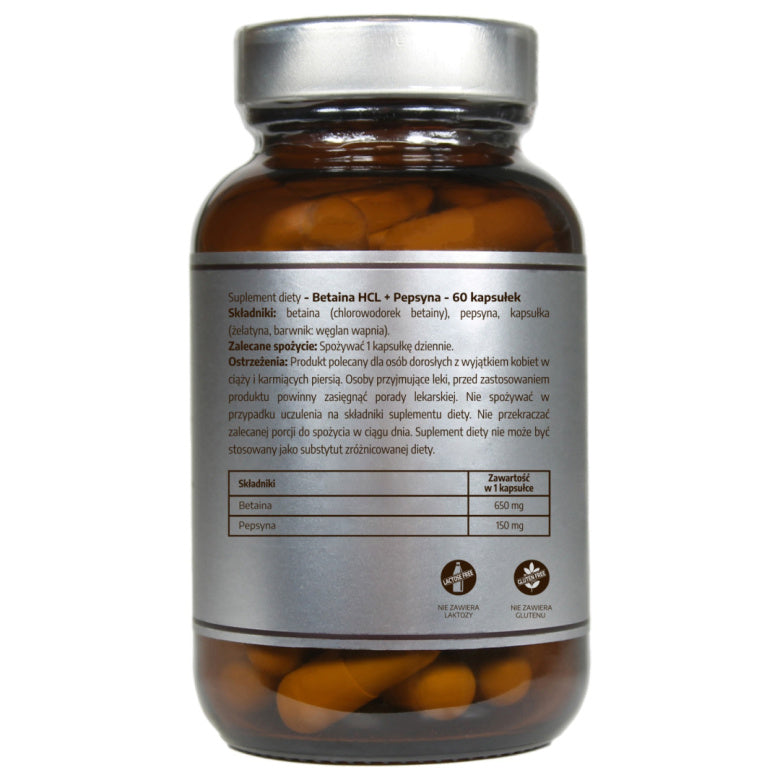 Pureline Nutrition Betaina HCL + Pepsyna 800mg - 60 kaps