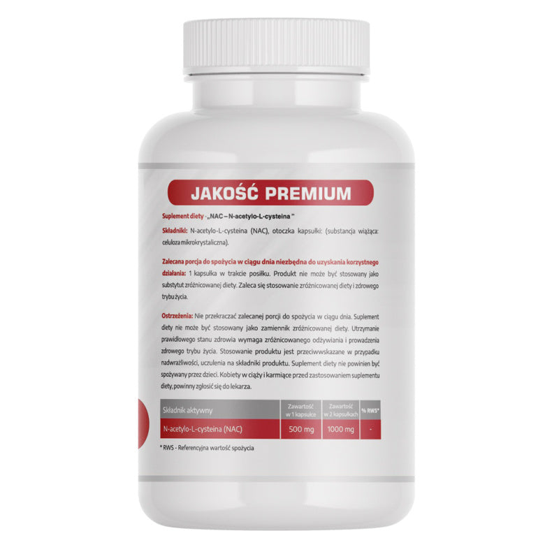 NAC N-Acetyl-L-Cysteina 98%   500mg - 60 kaps