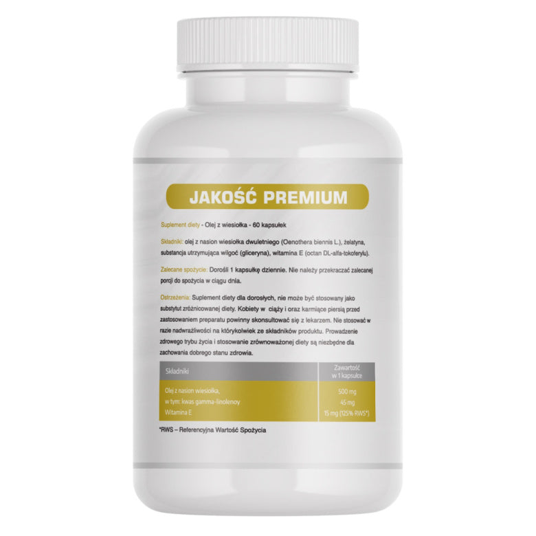 Olej z wiesiołka z Wit E 500mg - 60 kaps