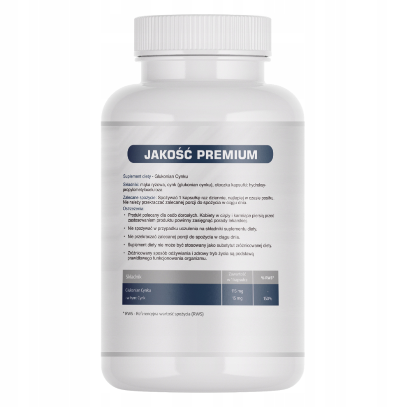 Cynk organiczny 15 mg (Glukonian cynk)