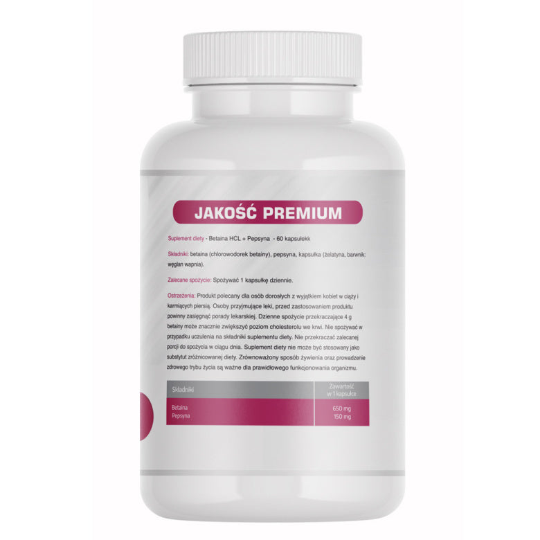 Betaina HCL + Pepsyna 800mg - 60 kaps