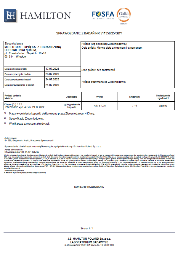 Morwa biała + chrom + cynamon - 60 kaps