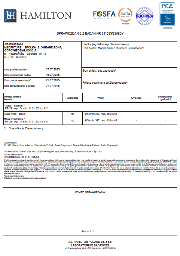 Morwa biała + chrom + cynamon - 60 kaps