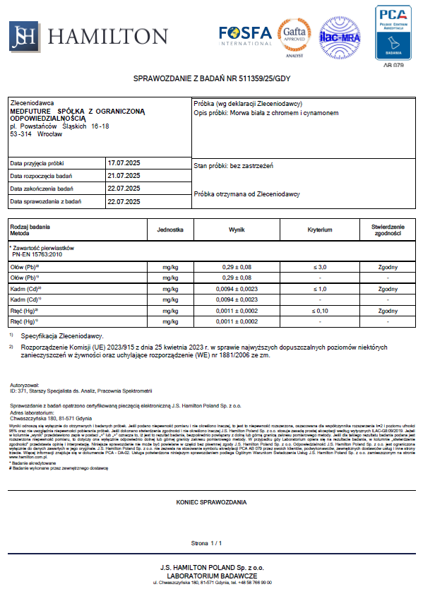Morwa biała + chrom + cynamon - 60 kaps