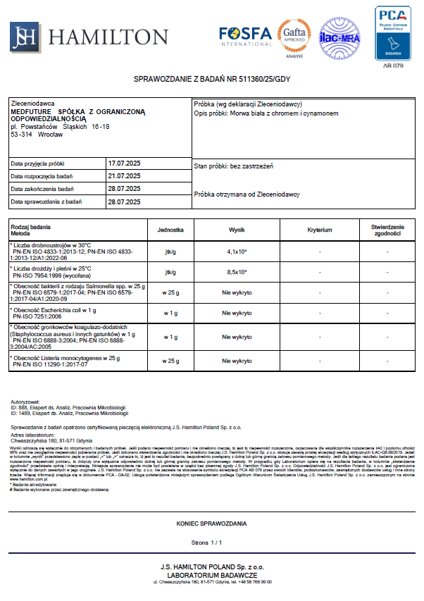 Morwa biała + chrom + cynamon - 60 kaps