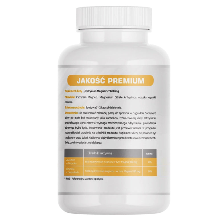 Cytrynian magnezu 650mg - 60 kaps