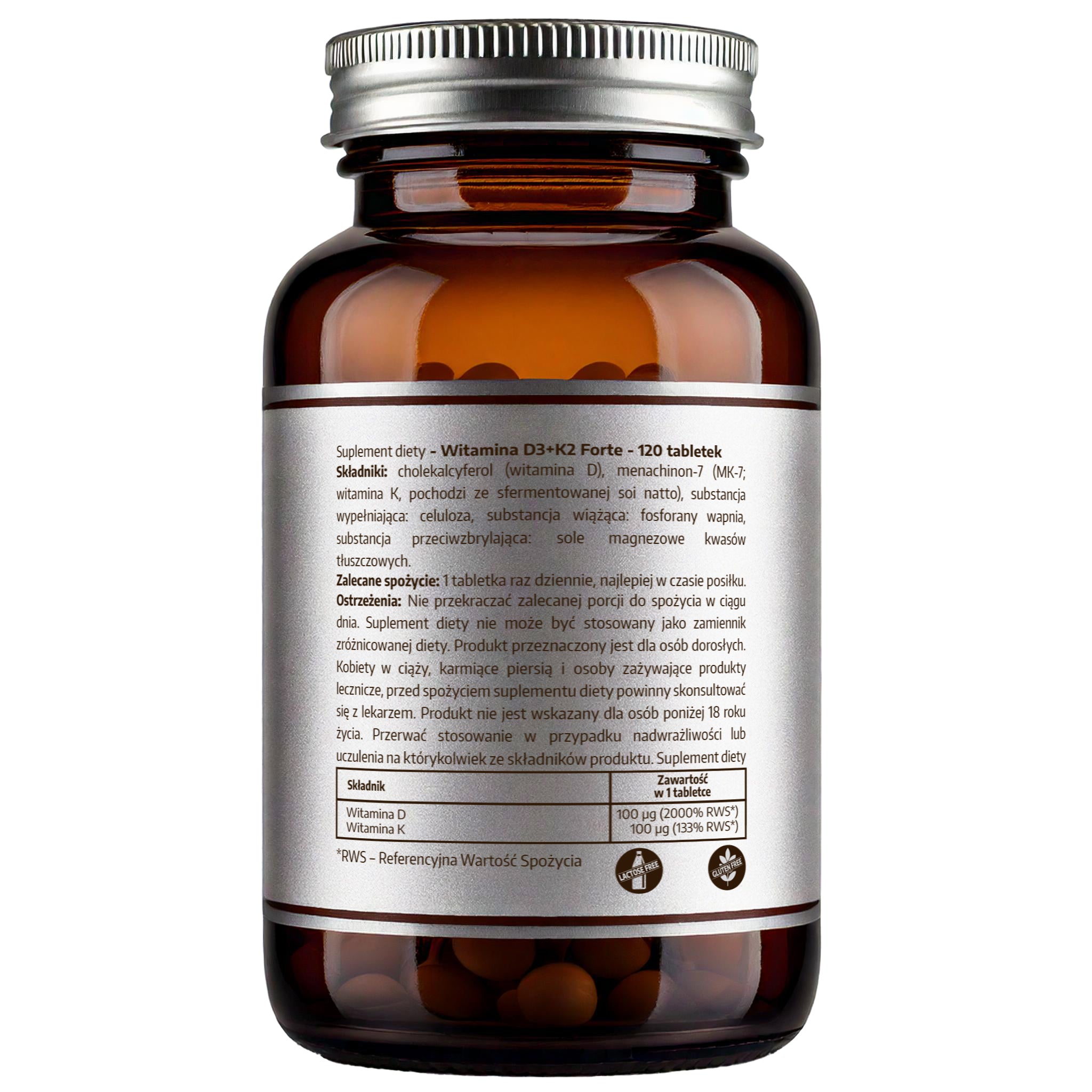 Witamina D3 4000 IU + K2 Forte 120 tabletek