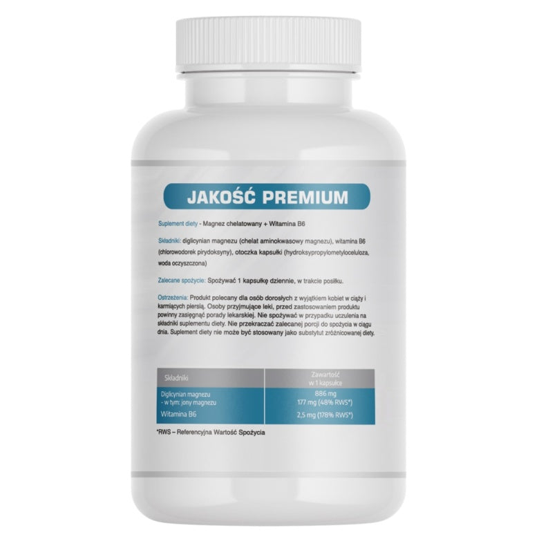 Magnez chelatowany + Witamina B6 - 60 kaps