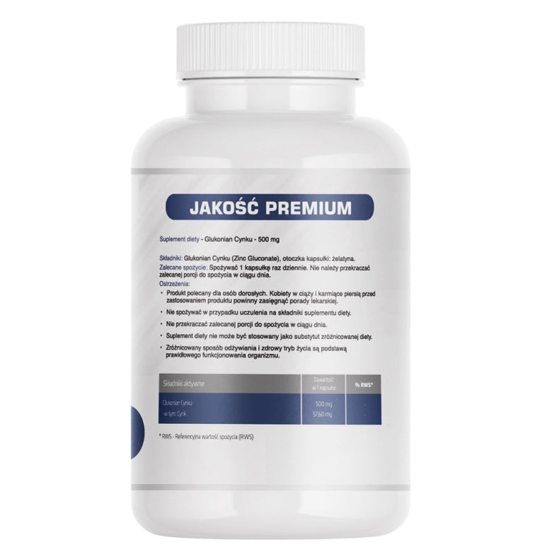 CYNK Glukonian cynku 500mg - 60 kaps