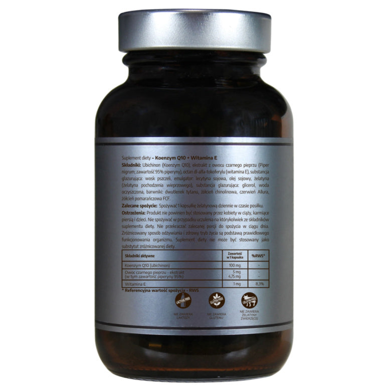 Pureline Nutrition Koenzym Q10 100mg + Vit E - 60 kaps