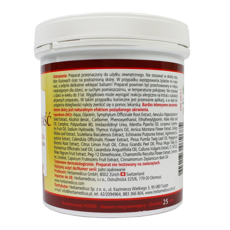 Maść końska rozgrzewająca FORTE - 500 ml