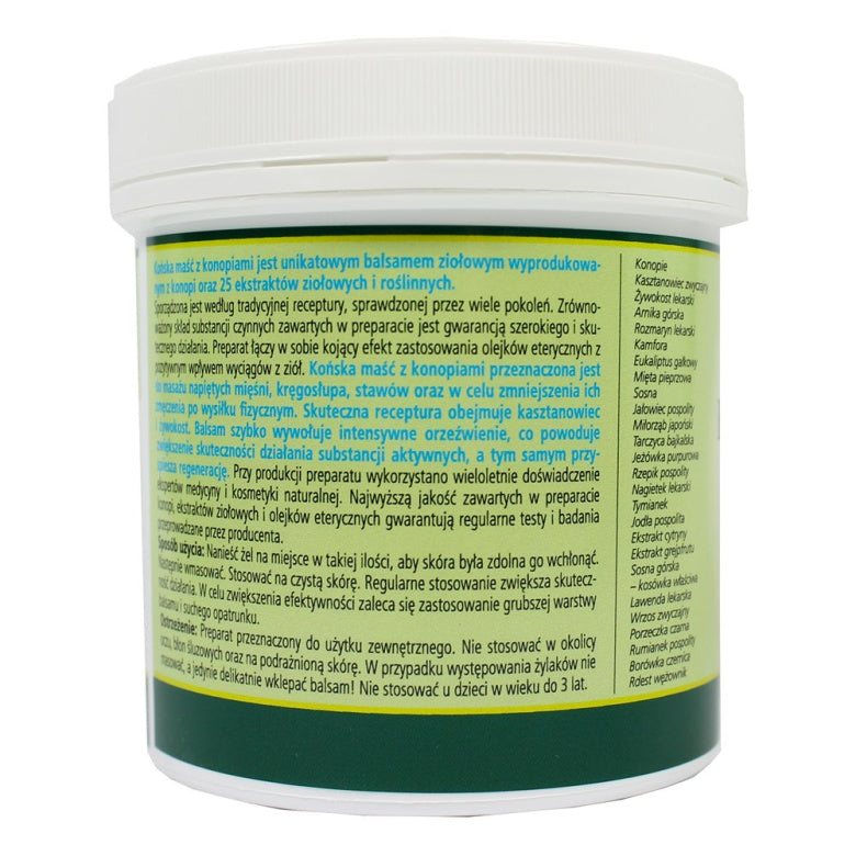 Maść końska z konopiami chłodząca - 250 ml