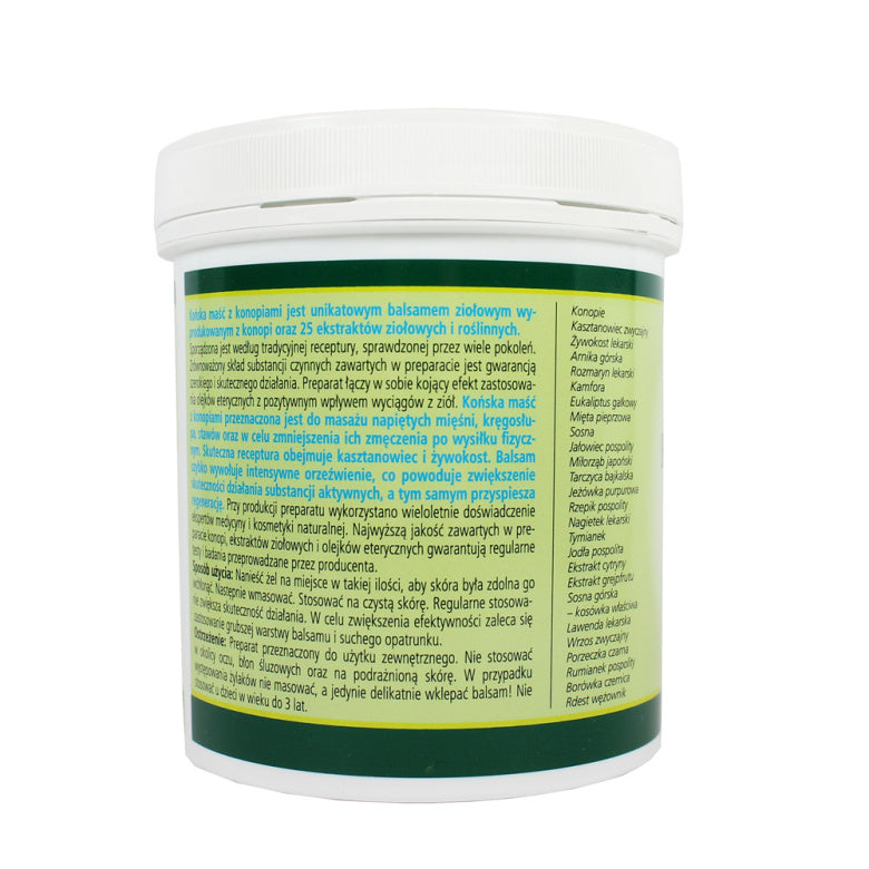 Maść końska z konopiami chłodząca - 500 ml