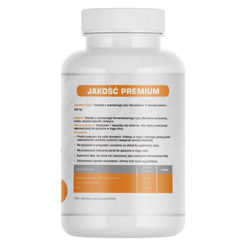 Monakolina K ekstrakt z czerwonego ryżu 500mg - 60 kaps
