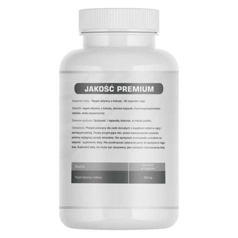 Węgiel aktywny z kokosa 260mg - 60 kaps