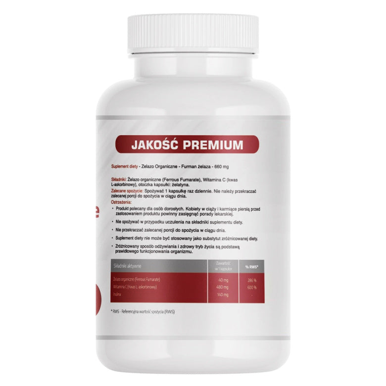 Żelazo Organiczne Fumaran żelaza 660mg - 60 kaps
